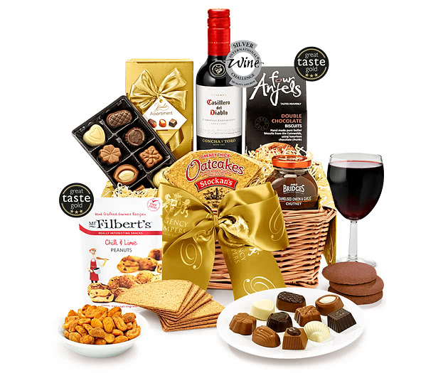 Thank You Keats Hamper With Red Wine